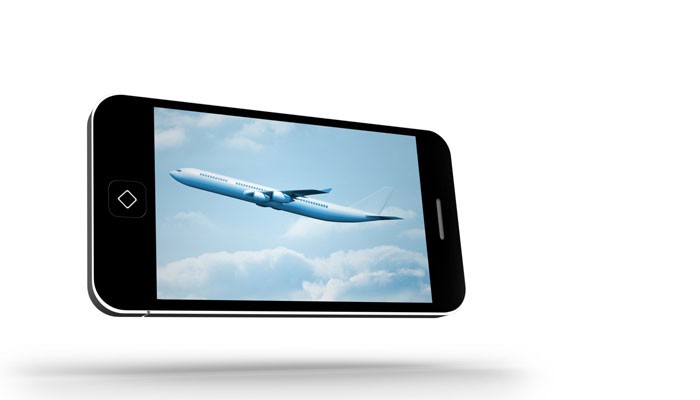 Flugzeug auf Smartphone Bildschirm