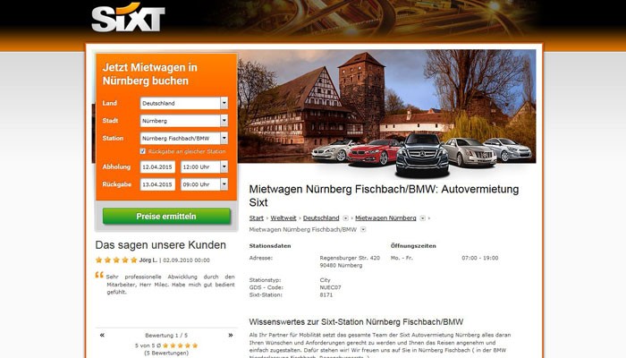 Screenshot: sixt.de