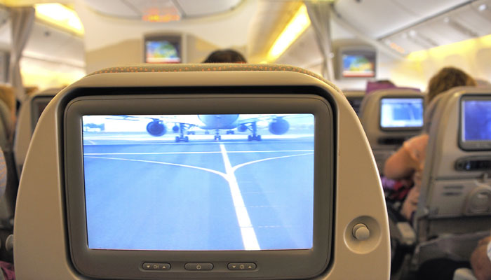 Monitor an Flugzeugsitz