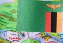 Landkarte Afrika und Flagge Sambia