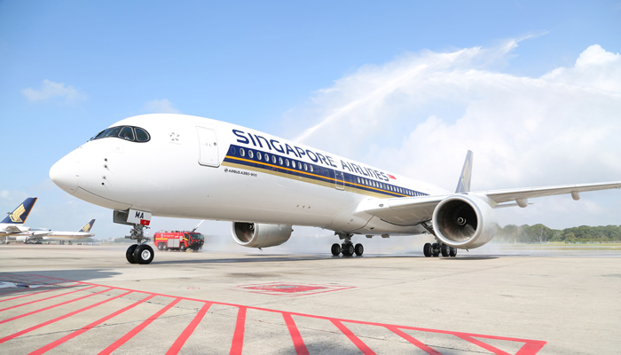 Singapore Airlines A350 nach Landung am Changi Airport