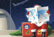 Weihnachtsmann am Flughafen - Vektorgrafik