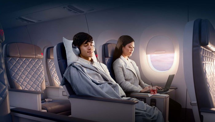 Breitere Sitze mit mehr Beinfreiheit: Die Premium Economy von Delta. Bild: Delta Air Lines