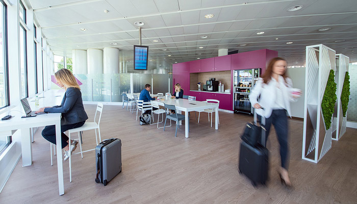 So sieht sie aus, die erste Lounge der Eurowings am Münchner Flughafen. Foto: Eurowings