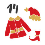 Christmas advent calendar. Hand drawn elements and numbers. Winter holidays calendar card design, Vector illustration.