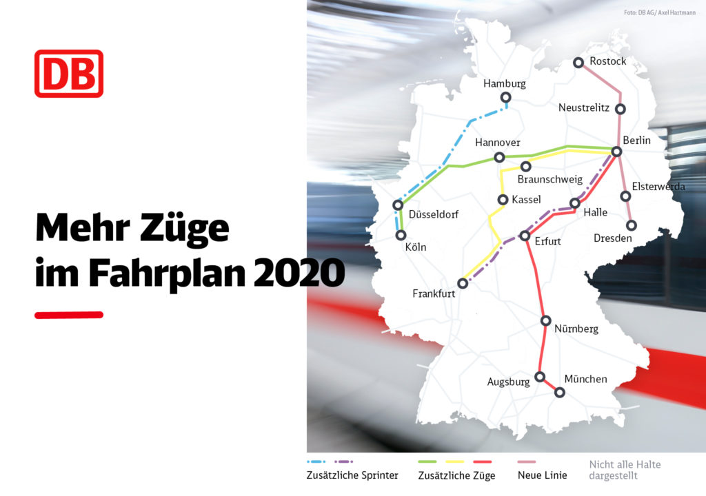 Infografik: Mehr Züge im Fahrplan 2020. (Quelle: DB AG, Foto: DB AG/Axel Hartmann)