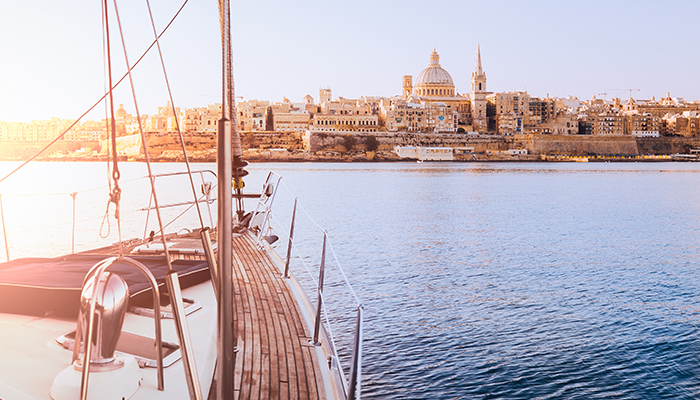 Blick von einer Segelyacht auf Valletta. Foto: visitmalta