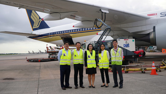 Erstes Singapore Airlines Flugzeug am 7. Juli 2022 mit nachhaltigem Kerosin. Foto: SIA
