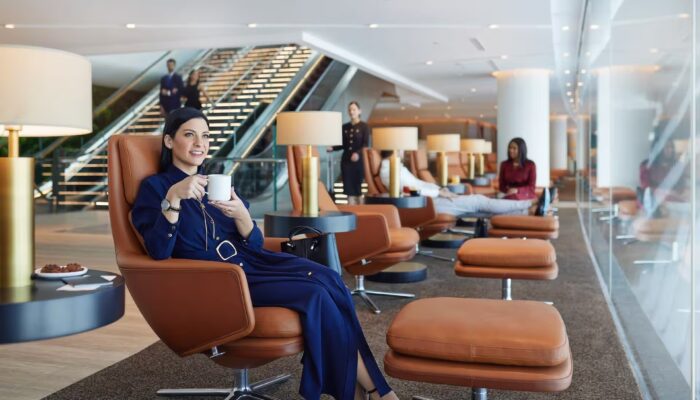 Die Lounges von Etihad im neuen Terminal A in Abu Dhabi erstrecken sich über drei Stockwerke. Foto: Etihad